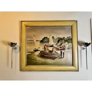 Vintage Post Modern Memphis Style Silver Chrome Pillar Candle Sconces Set 80s